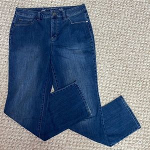 Christopher & Banks Women's Straight Leg Jeans in Dark Blue Denim